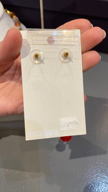 Beaded Ball Dangle Stud Earrings