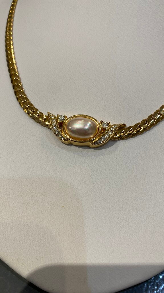 Vintage Pearl Gold Choker Necklace