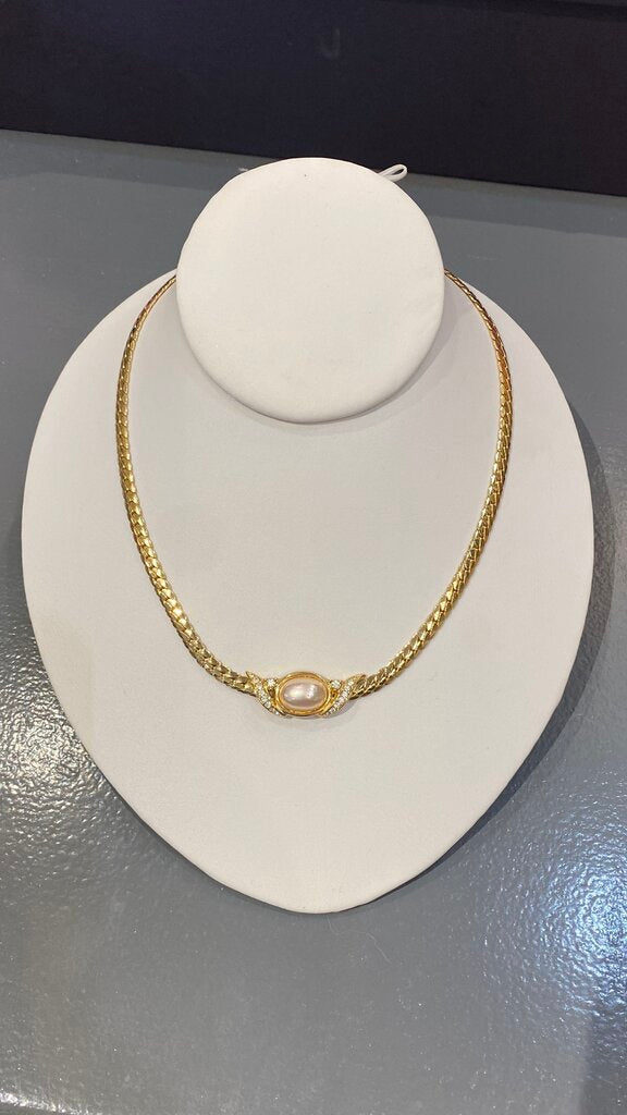 Vintage Pearl Gold Choker Necklace