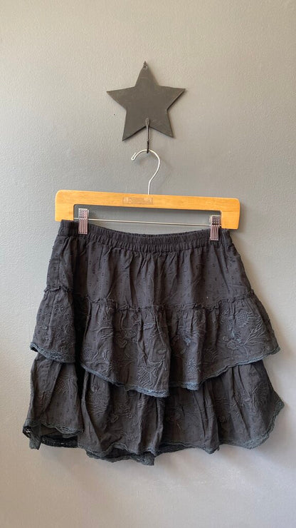 Embroidered Tiered Mini Skirt