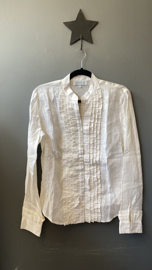 Linen Pleat Detail Button Up Top