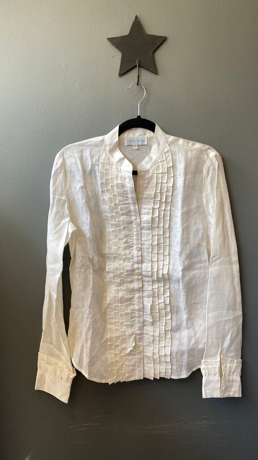 Linen Pleat Detail Button Up Top