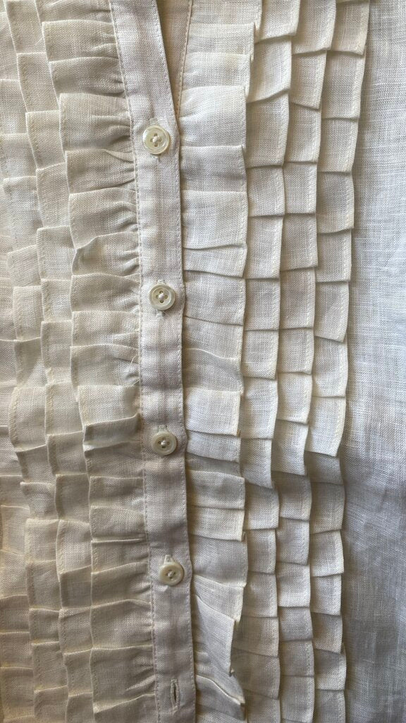 Linen Pleat Detail Button Up Top