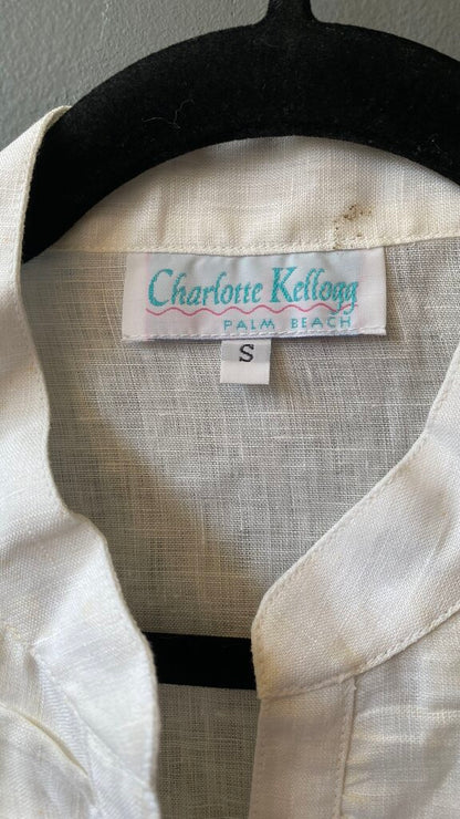 Linen Pleat Detail Button Up Top