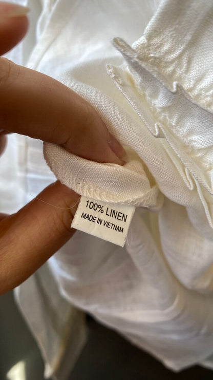 Linen Pleat Detail Button Up Top