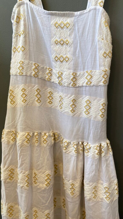 Embroidered Linen Midi Dress