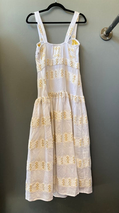 Embroidered Linen Midi Dress