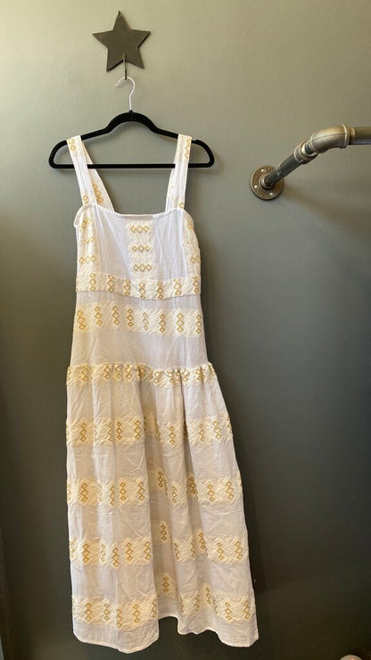 Embroidered Linen Midi Dress