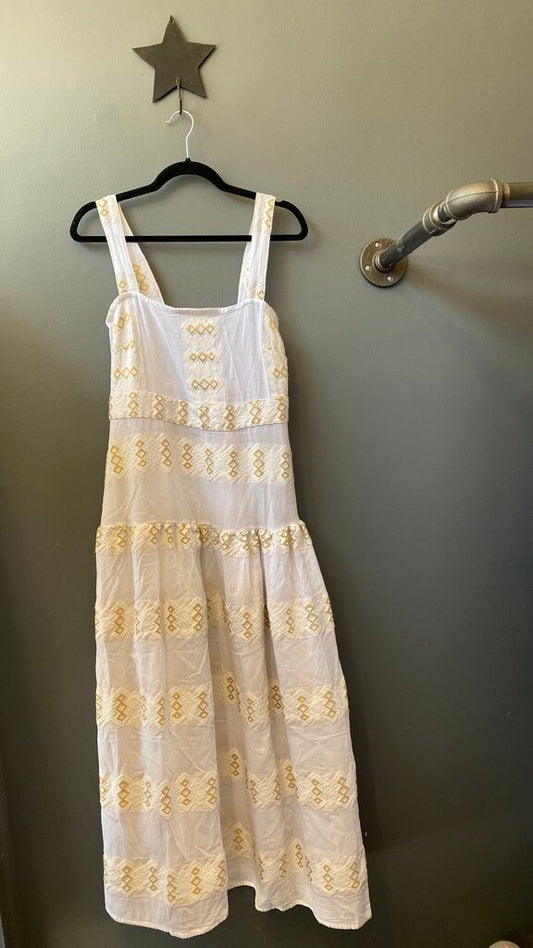Embroidered Linen Midi Dress