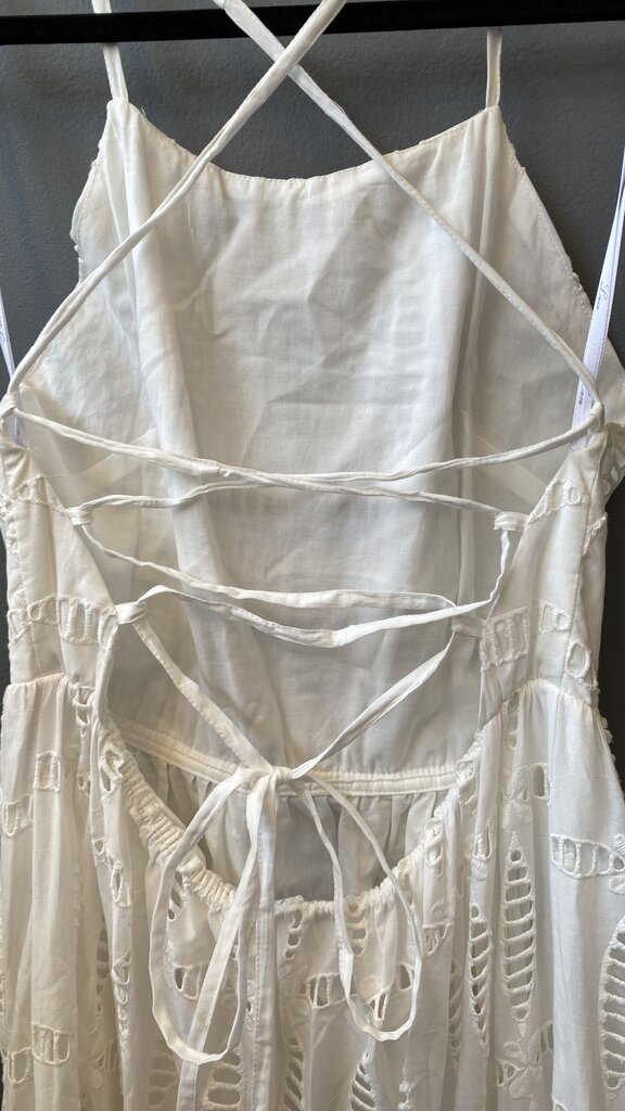 Lace Up Back Eyelet Midi Dress