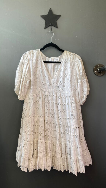 Eyelet Babydoll Mini Dress