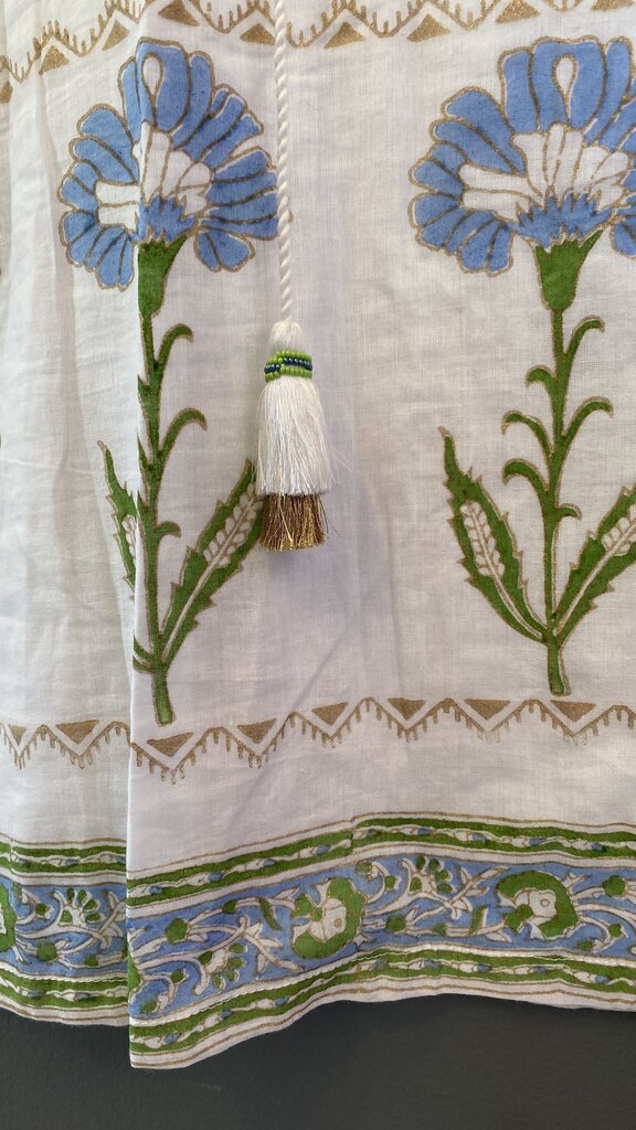 Metallic Embroidery Blockprint Shift Dress