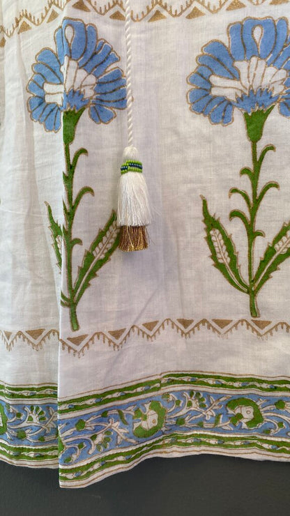 Metallic Embroidery Blockprint Shift Dress