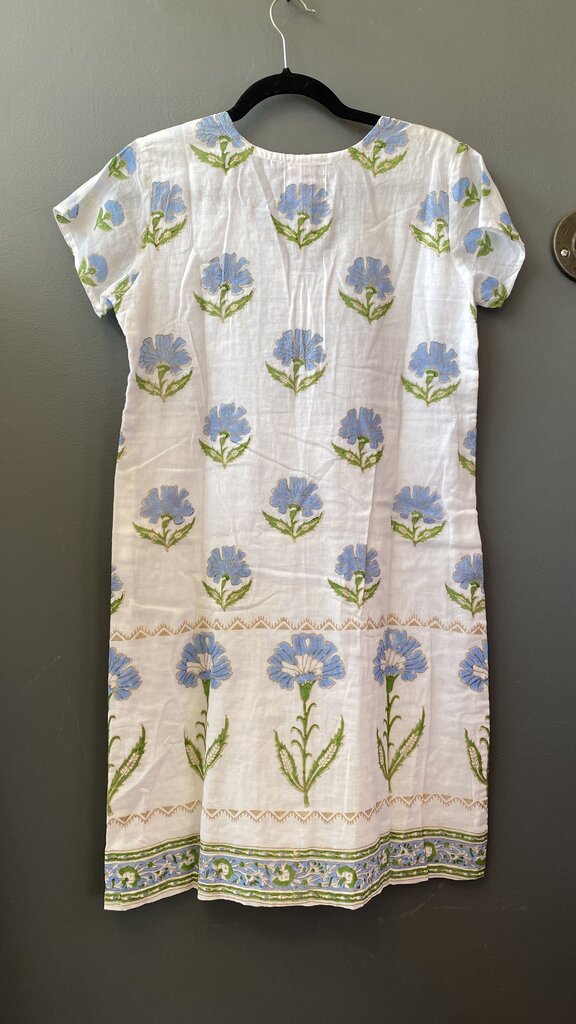 Metallic Embroidery Blockprint Shift Dress