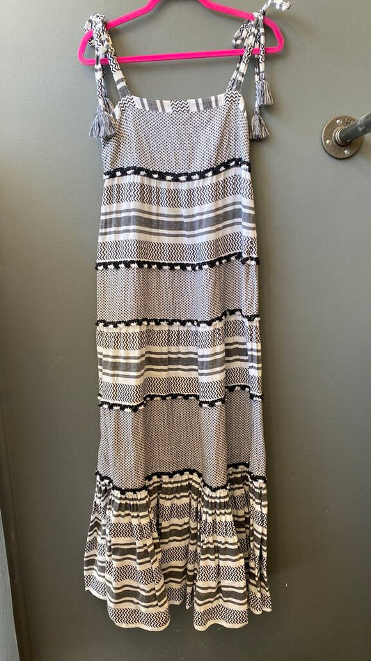 Woven Print Tie Strap Maxi Dress