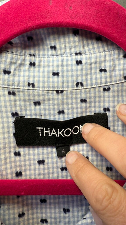 Swiss Dot Check Button Up Top