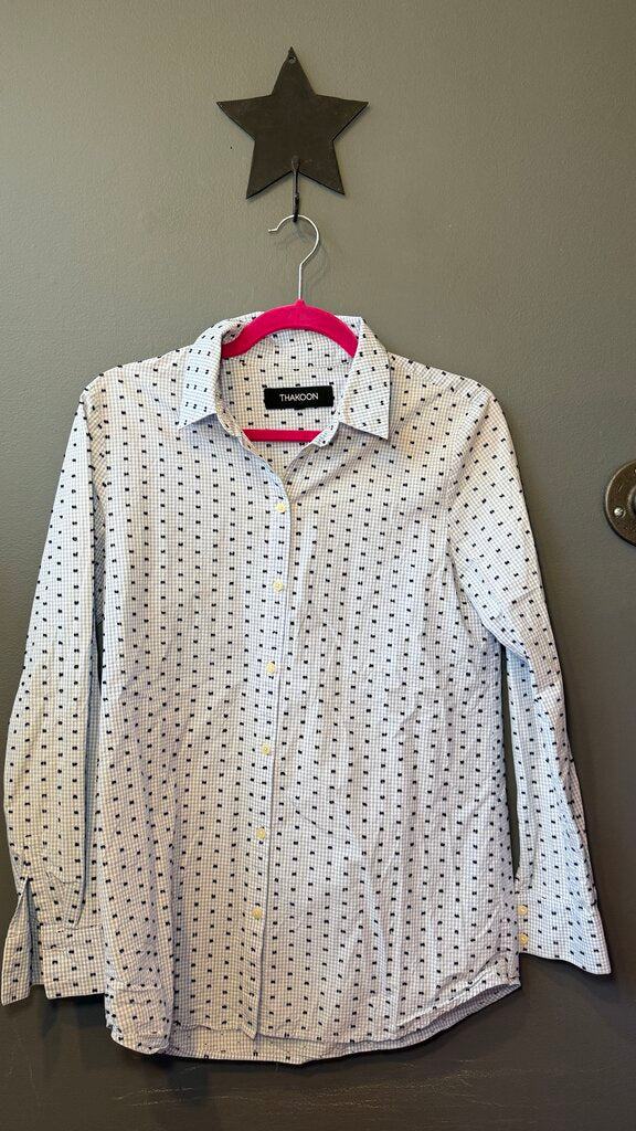 Swiss Dot Check Button Up Top