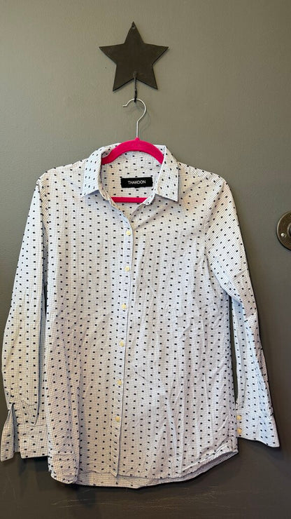 Swiss Dot Check Button Up Top