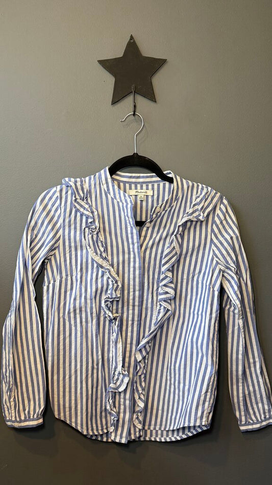 Striped Ruffle Button Up Shirt