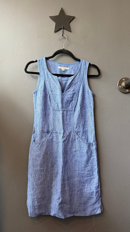 Linen Notch Neck Shift Dress