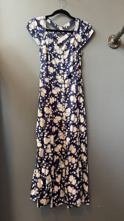 Floral Lattice Back Maxi Dress