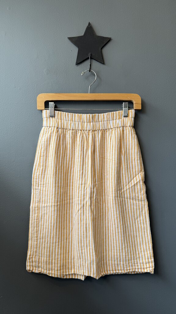 Linen Blend Stripe Pull On Skirt