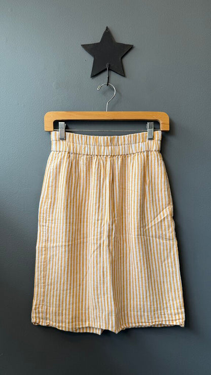 Linen Blend Stripe Pull On Skirt