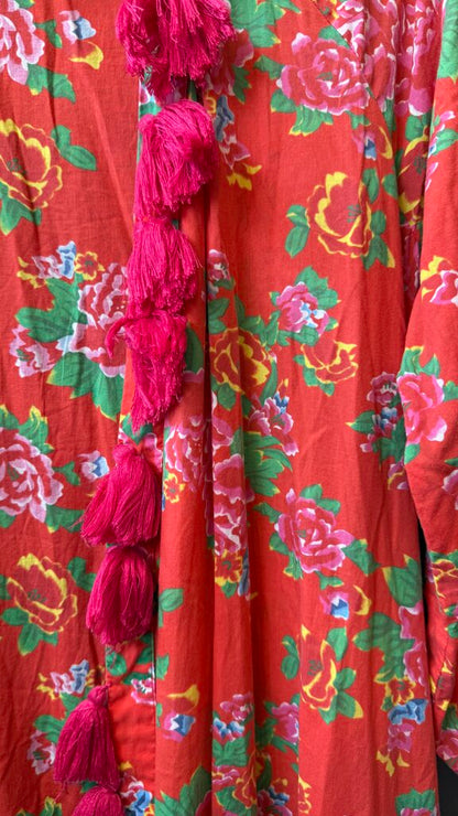 Tassel Wrap Robe Maxi Dress