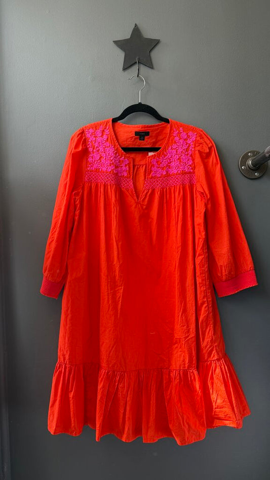 Embroidered Poplin Dress