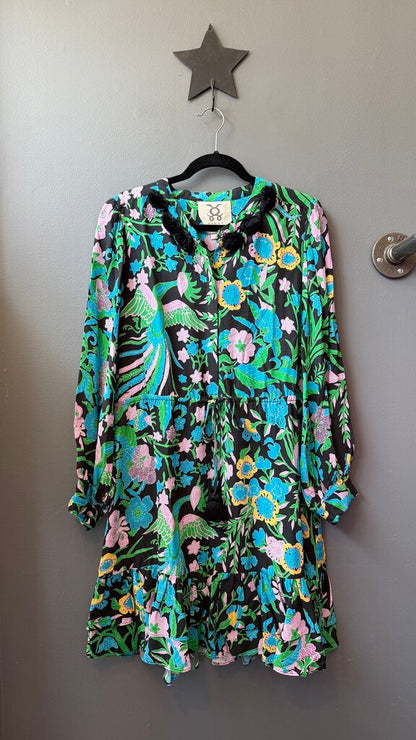 Pom Pom Trim Floral Dress