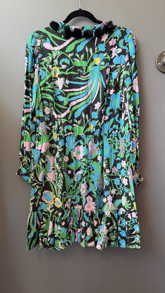 Pom Pom Trim Floral Dress