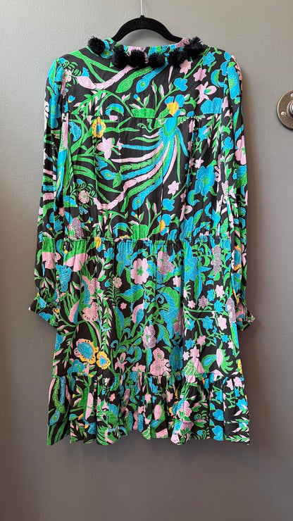 Pom Pom Trim Floral Dress