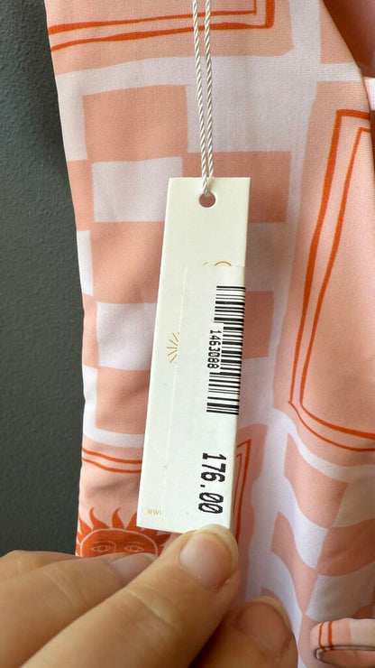 Sun Tile Lace Up Back One Piece Swimsuit