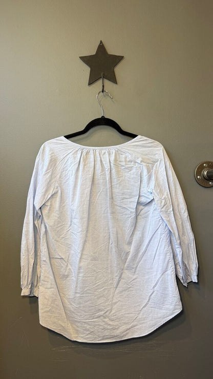 Light Chambray Notch Neck Blouse