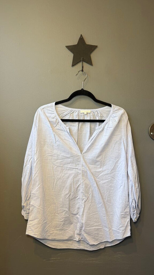 Light Chambray Notch Neck Blouse