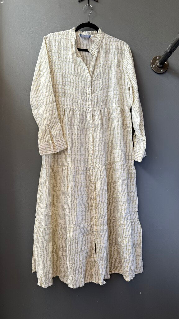 Linen Tiered Long Sleeve Midi Dress