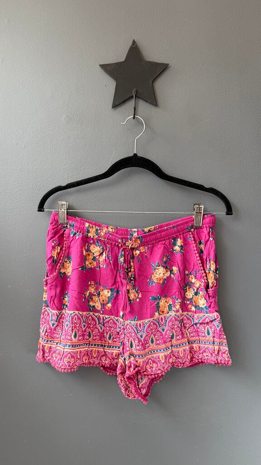 Rose Print Pull On Shorts