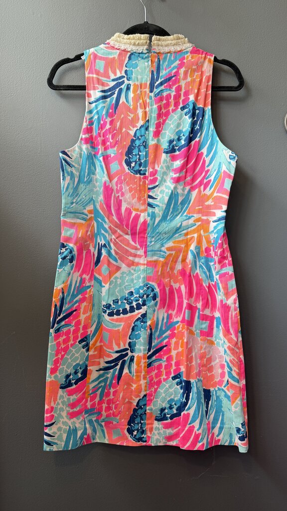 Zipper Front Fringe Trim Shift Dress