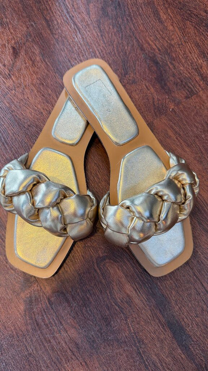Quilted Gold Slides