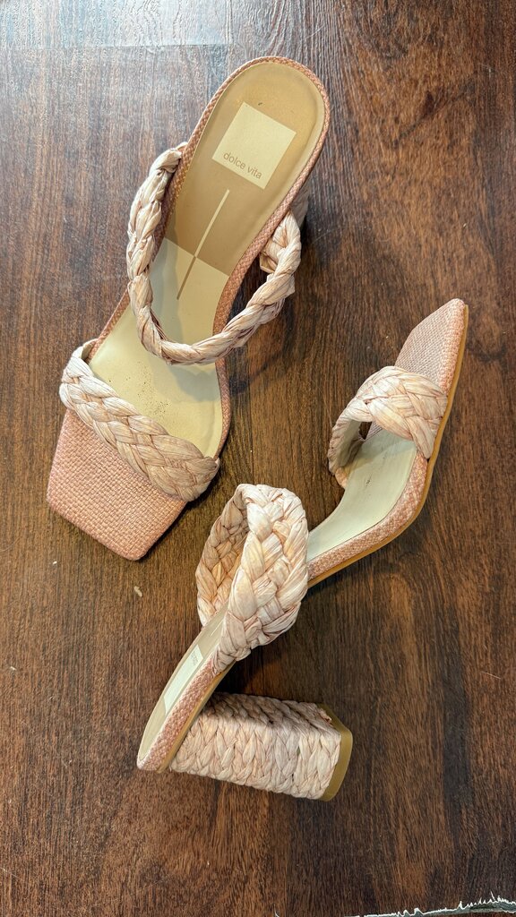 Raffia Braided Block Heel Sandals