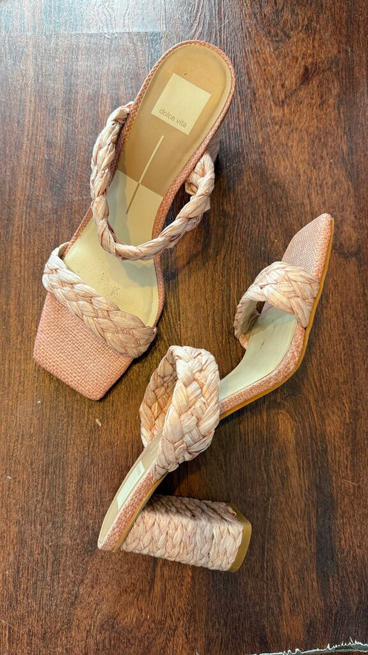 Raffia Braided Block Heel Sandals
