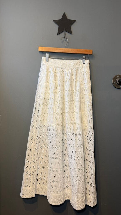 Eyelet Lace Midi Skirt