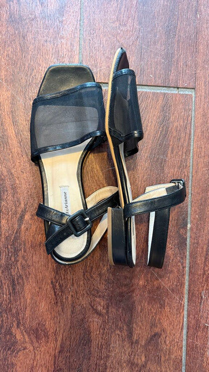 Mesh Mini Block Heel Sandals