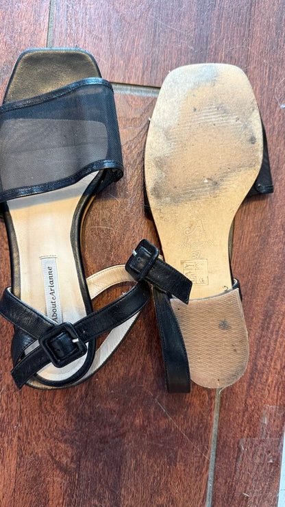 Mesh Mini Block Heel Sandals