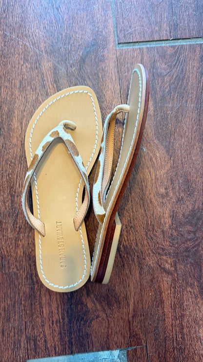 Calf Hair Leather Flip Flop Sandals