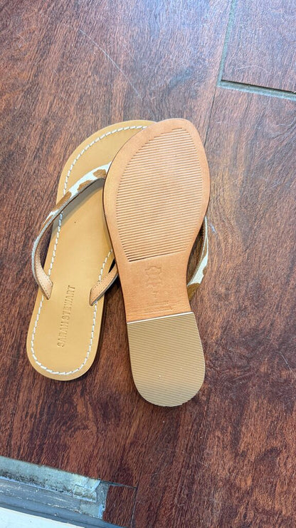 Calf Hair Leather Flip Flop Sandals