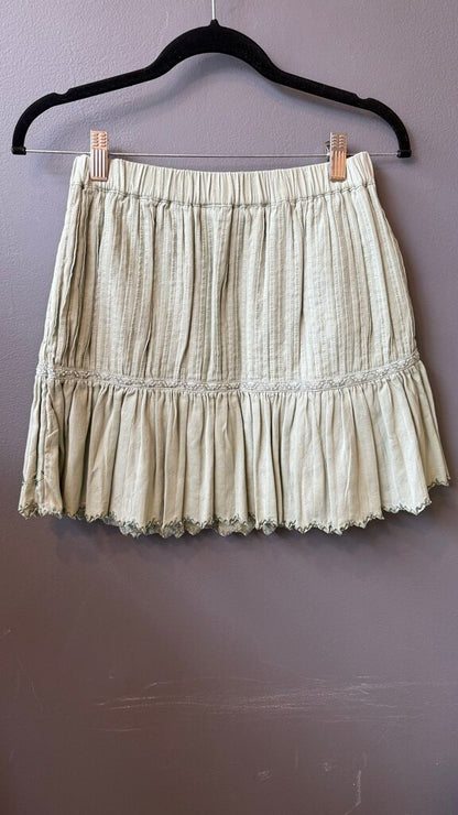 Ruffle Embroidered Mini Skirt
