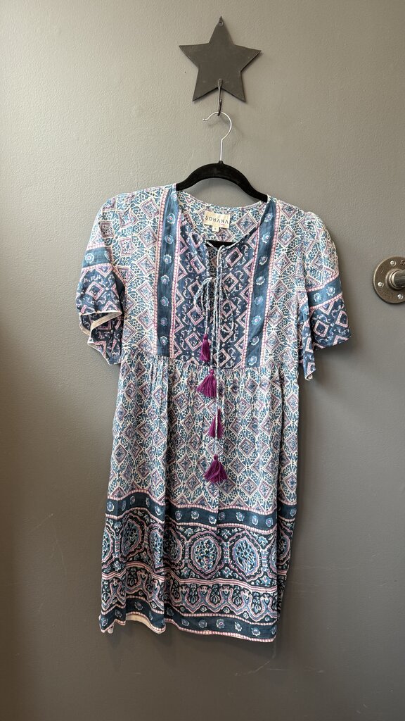 Block Print Tassel Mini Dress