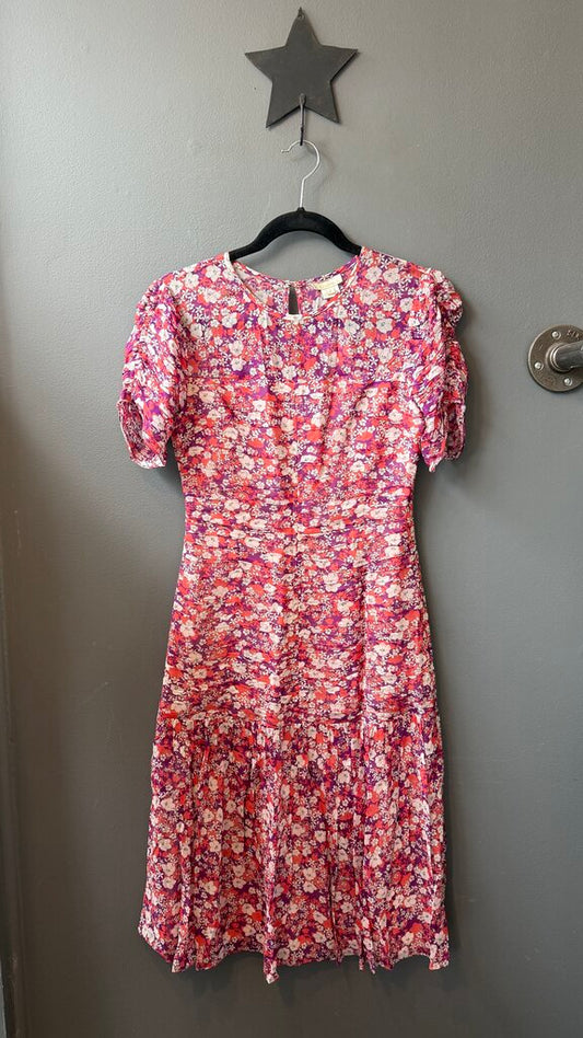 Silk Pleated Sheath Midi Dress