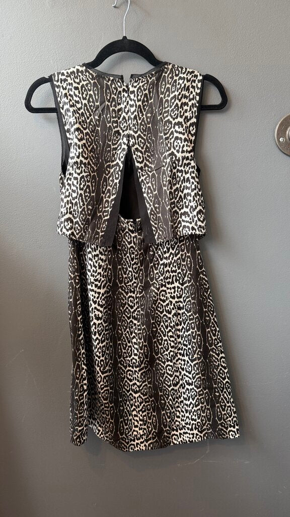 Silk Leopard Back Opening Dress